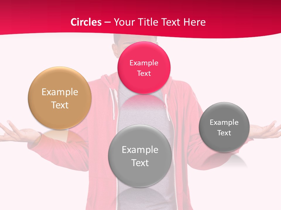 A Man In A Red Jacket Is Holding His Hands Out PowerPoint Template