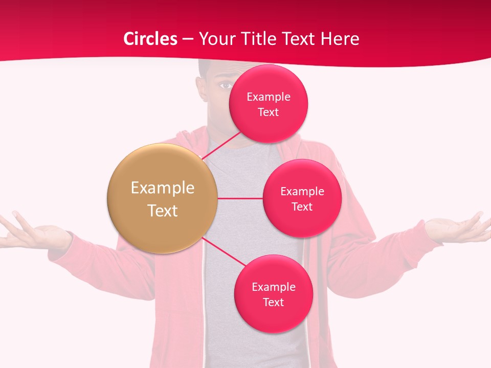 A Man In A Red Jacket Is Holding His Hands Out PowerPoint Template