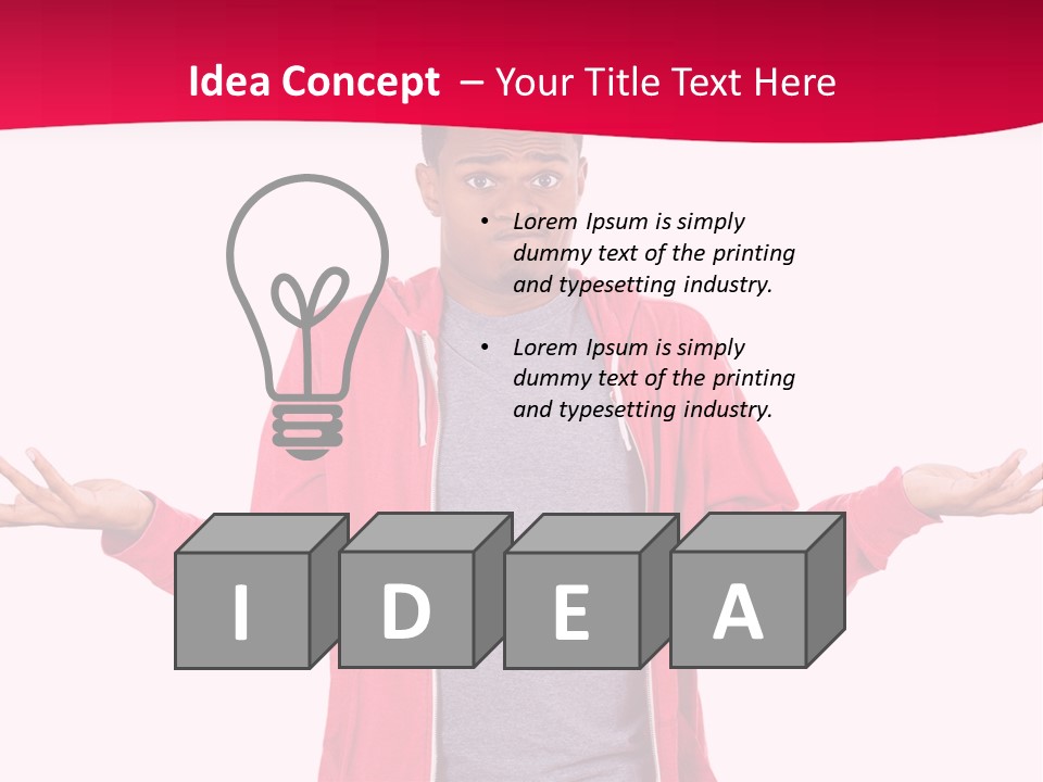 A Man In A Red Jacket Is Holding His Hands Out PowerPoint Template