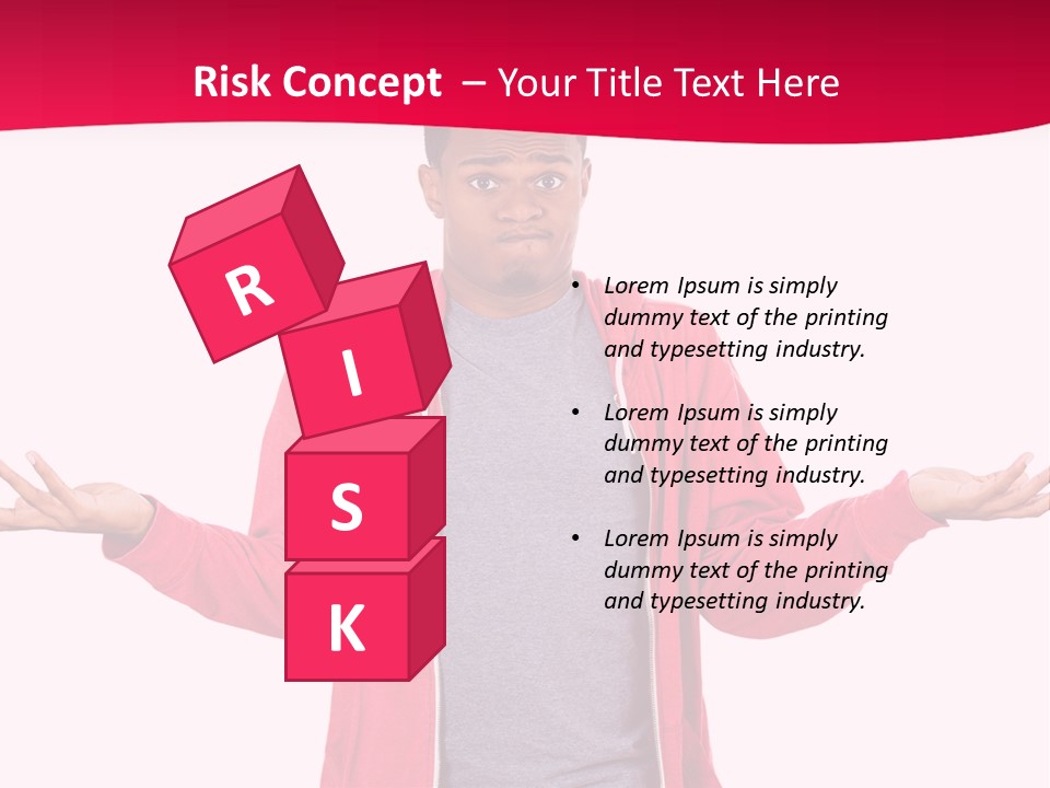 A Man In A Red Jacket Is Holding His Hands Out PowerPoint Template