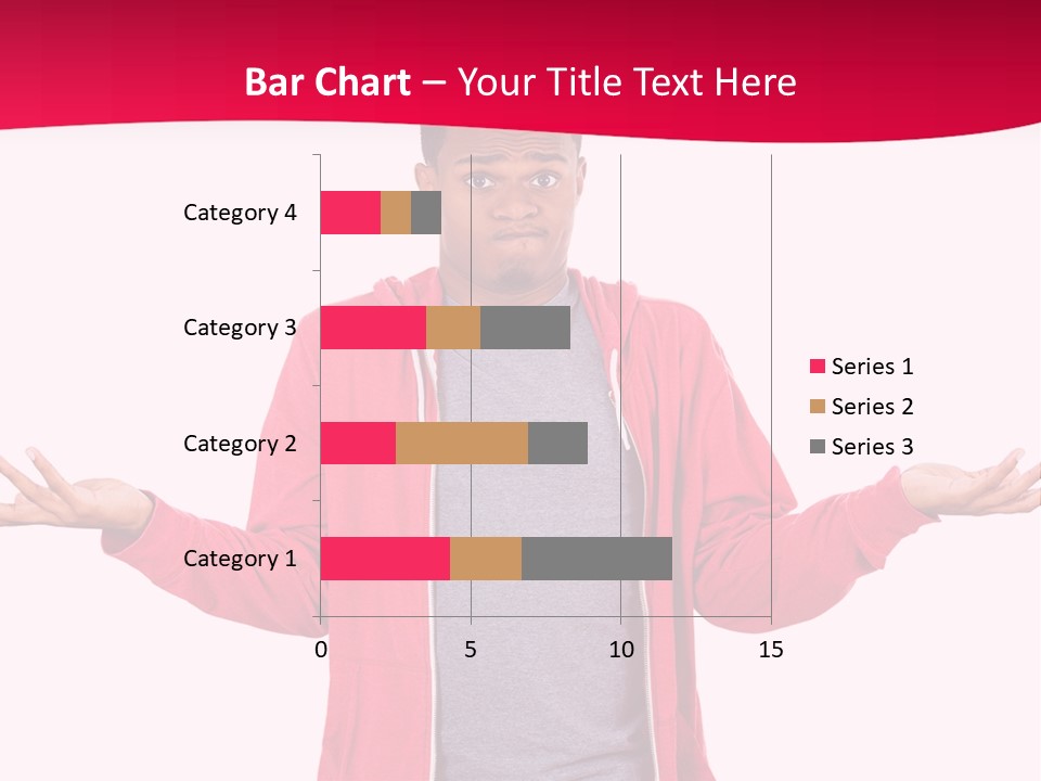 A Man In A Red Jacket Is Holding His Hands Out PowerPoint Template