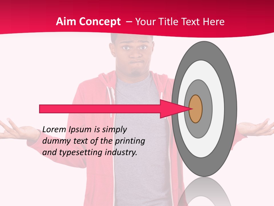 A Man In A Red Jacket Is Holding His Hands Out PowerPoint Template