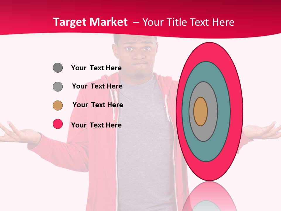 A Man In A Red Jacket Is Holding His Hands Out PowerPoint Template