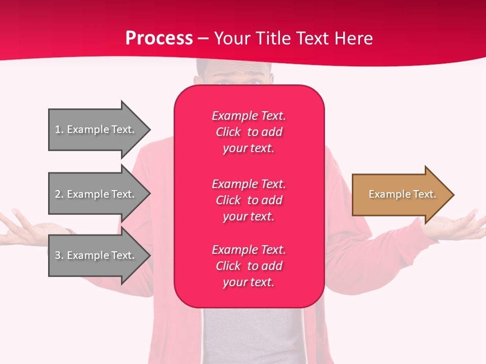 A Man In A Red Jacket Is Holding His Hands Out PowerPoint Template