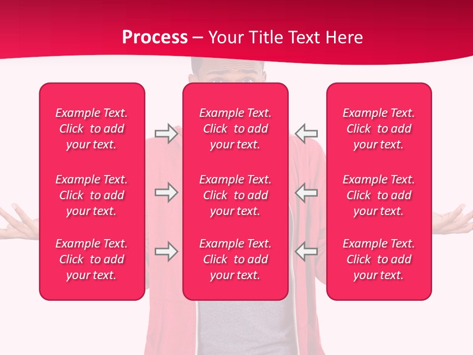 A Man In A Red Jacket Is Holding His Hands Out PowerPoint Template