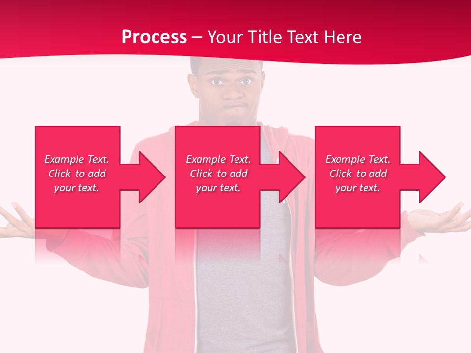 A Man In A Red Jacket Is Holding His Hands Out PowerPoint Template