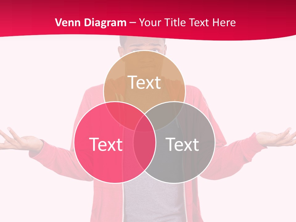 A Man In A Red Jacket Is Holding His Hands Out PowerPoint Template