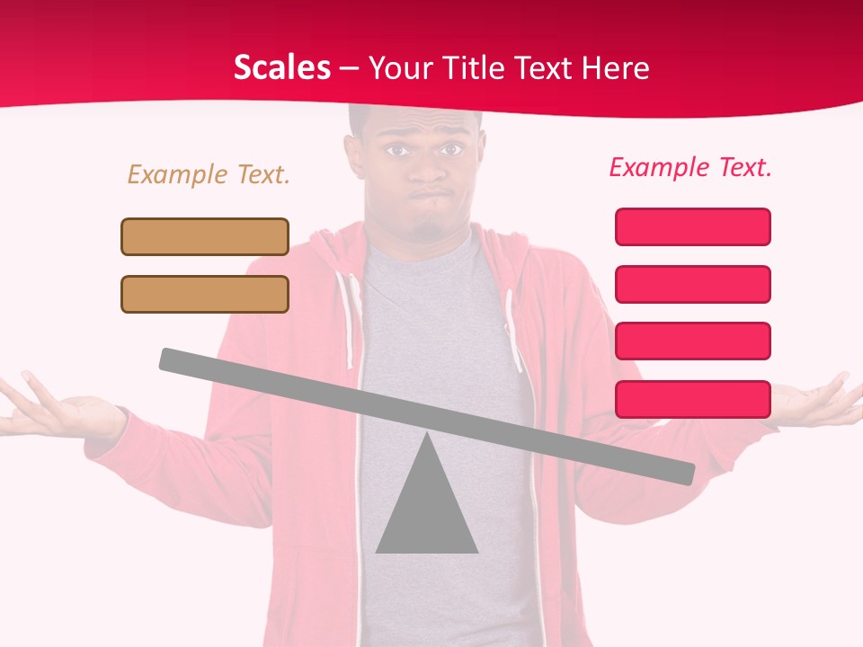 A Man In A Red Jacket Is Holding His Hands Out PowerPoint Template