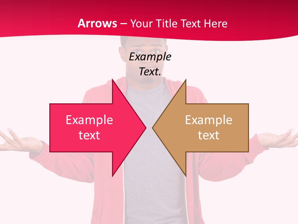 A Man In A Red Jacket Is Holding His Hands Out PowerPoint Template