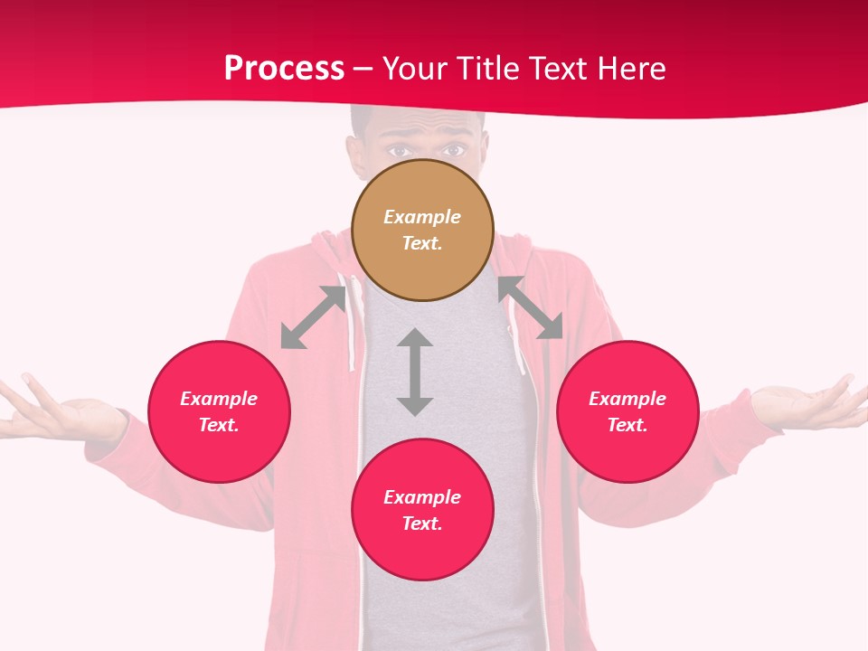 A Man In A Red Jacket Is Holding His Hands Out PowerPoint Template