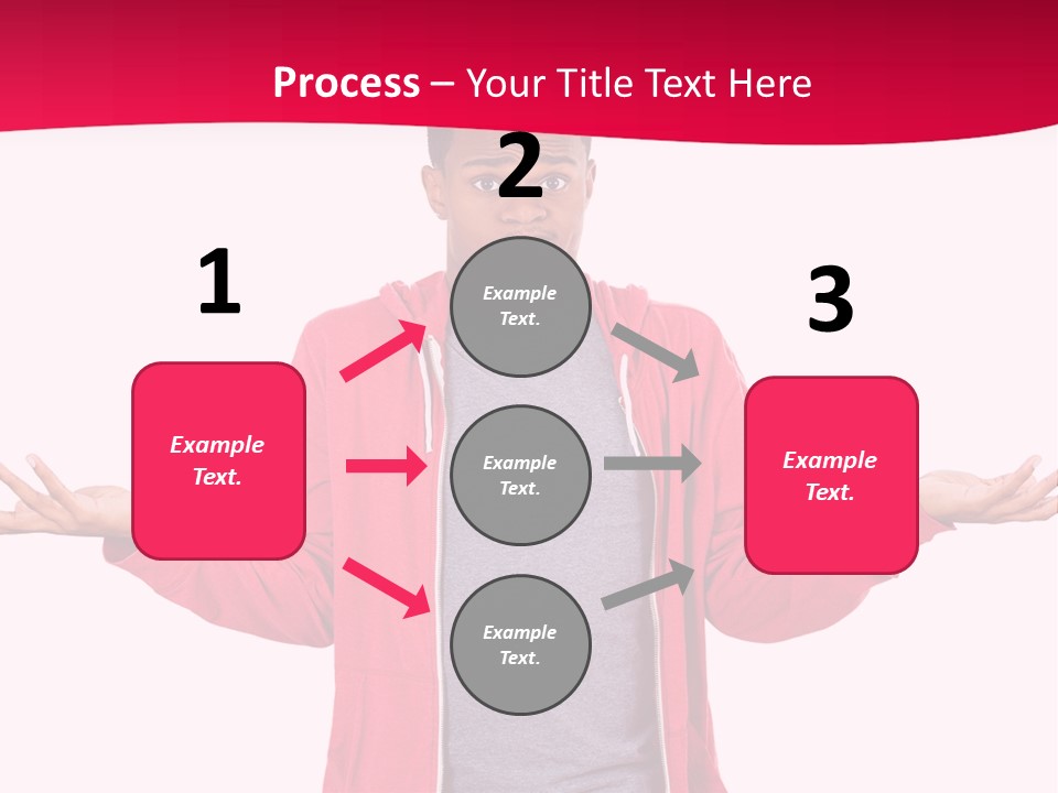 A Man In A Red Jacket Is Holding His Hands Out PowerPoint Template