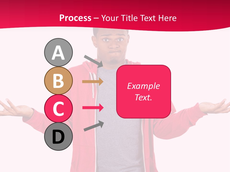 A Man In A Red Jacket Is Holding His Hands Out PowerPoint Template