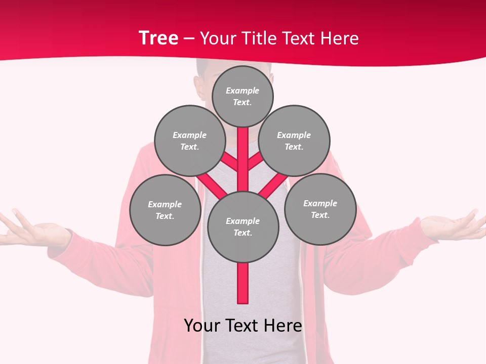 A Man In A Red Jacket Is Holding His Hands Out PowerPoint Template