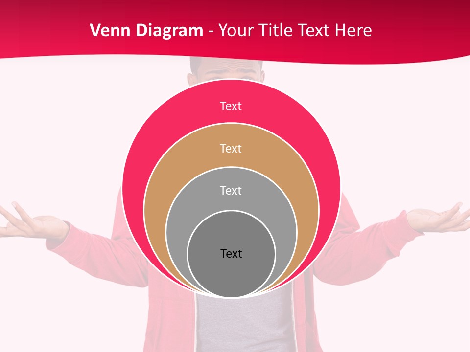 A Man In A Red Jacket Is Holding His Hands Out PowerPoint Template