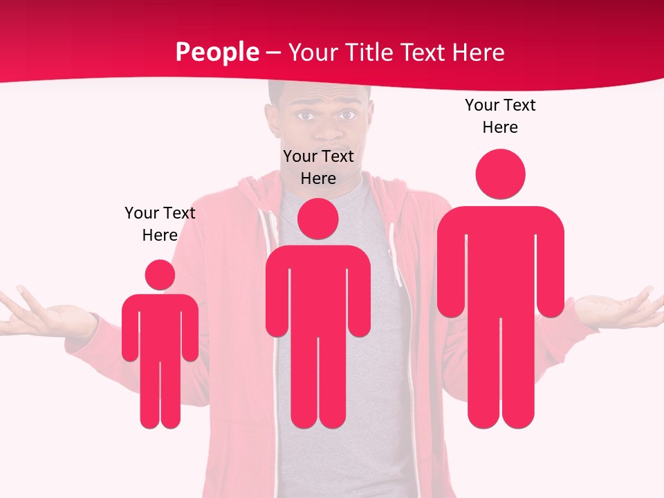 A Man In A Red Jacket Is Holding His Hands Out PowerPoint Template