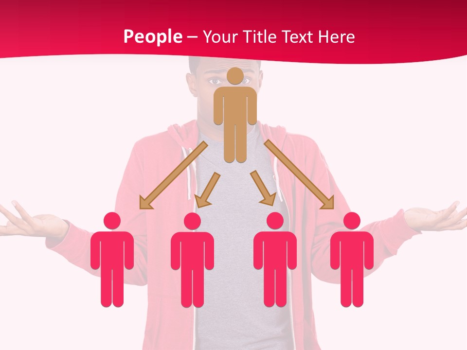 A Man In A Red Jacket Is Holding His Hands Out PowerPoint Template