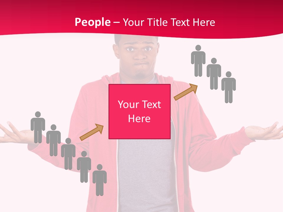 A Man In A Red Jacket Is Holding His Hands Out PowerPoint Template