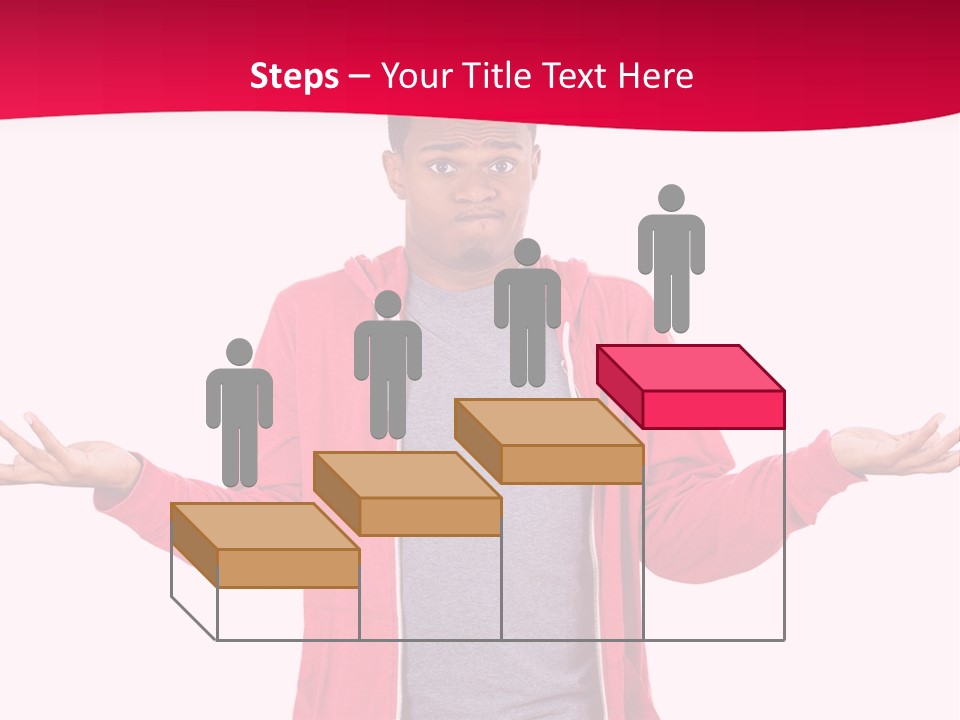 A Man In A Red Jacket Is Holding His Hands Out PowerPoint Template