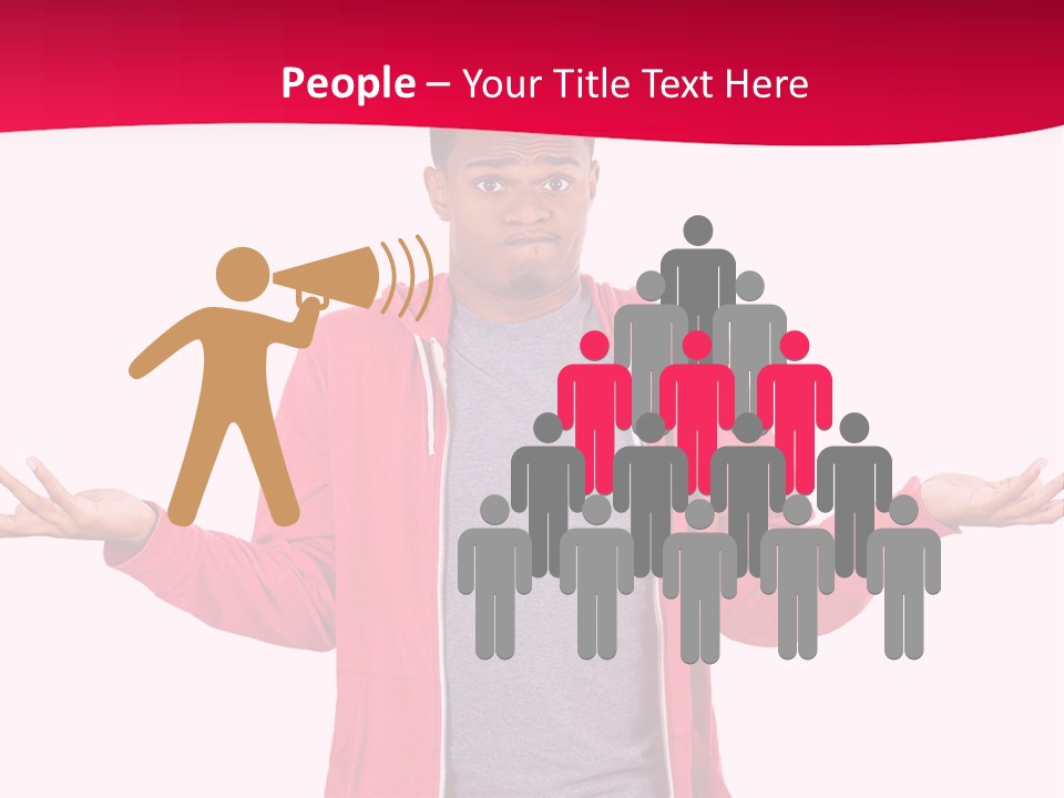 A Man In A Red Jacket Is Holding His Hands Out PowerPoint Template