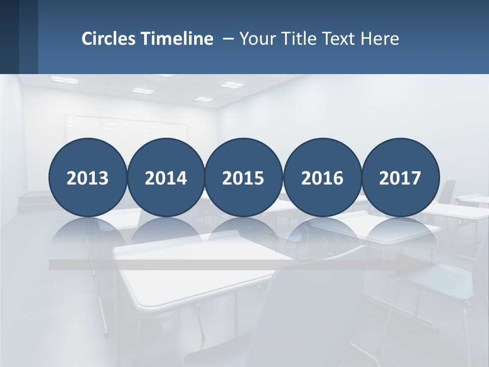 A Classroom With Blue Chairs And A Whiteboard PowerPoint Template