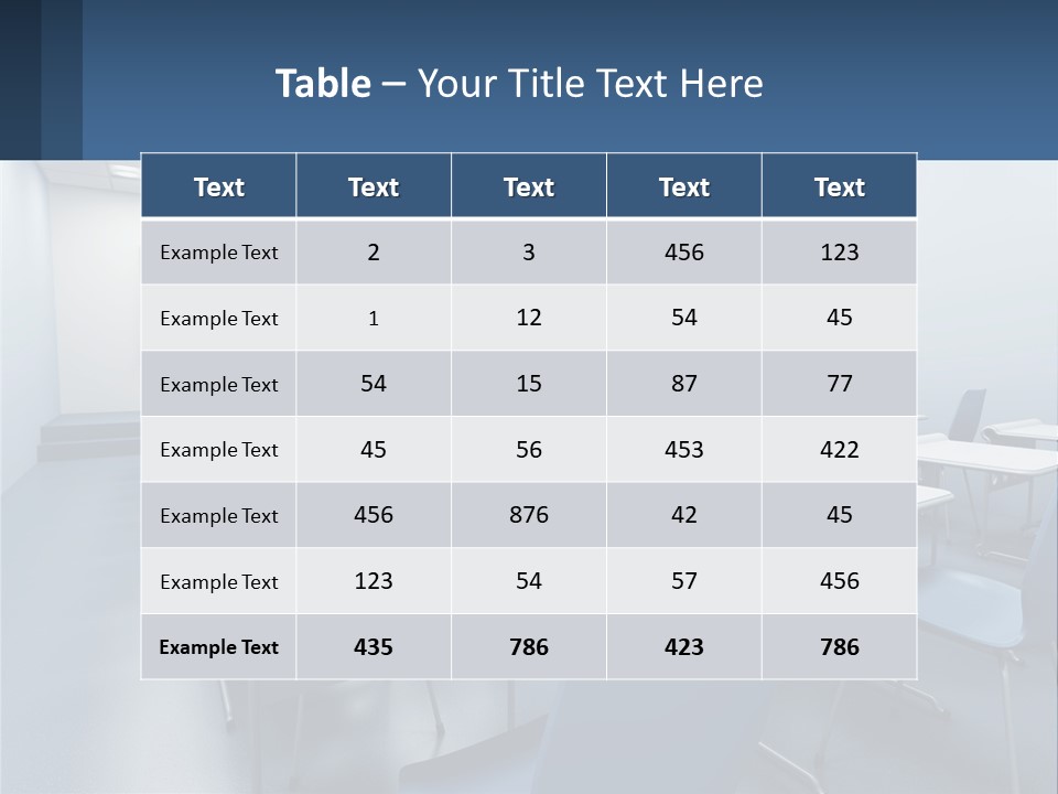A Classroom With Blue Chairs And A Whiteboard PowerPoint Template