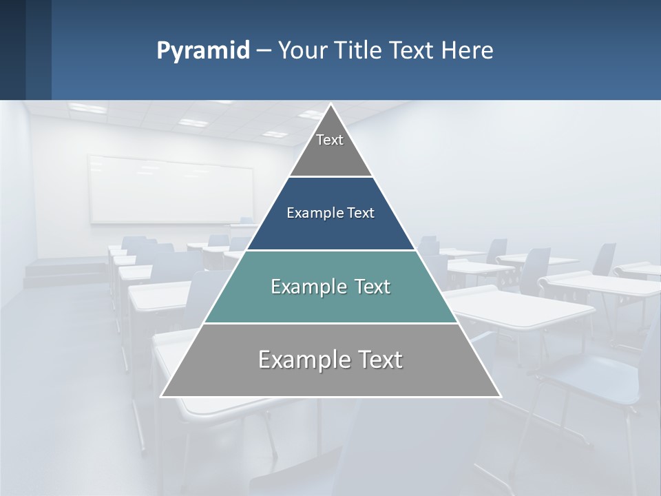 A Classroom With Blue Chairs And A Whiteboard PowerPoint Template