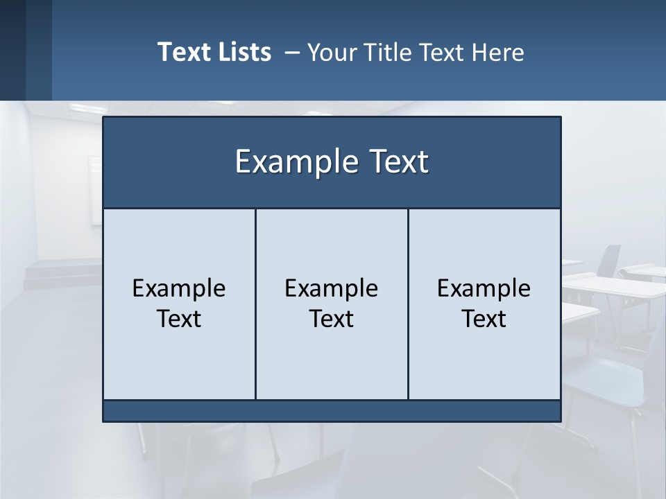 A Classroom With Blue Chairs And A Whiteboard PowerPoint Template