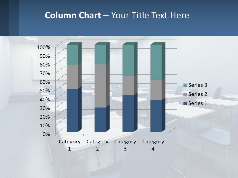 A Classroom With Blue Chairs And A Whiteboard PowerPoint Template