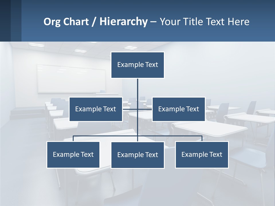 A Classroom With Blue Chairs And A Whiteboard PowerPoint Template
