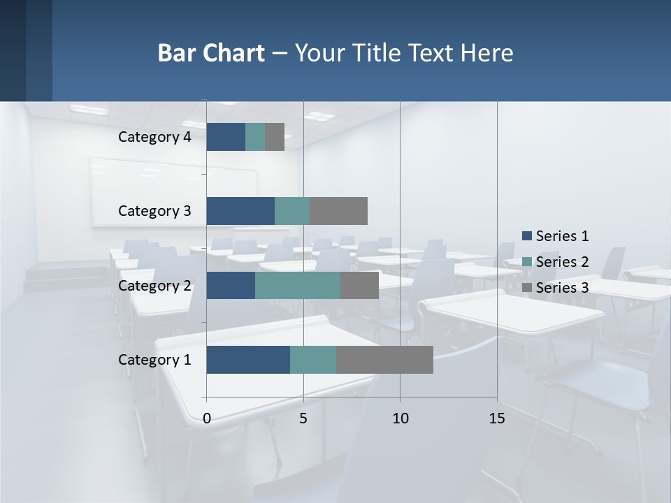 A Classroom With Blue Chairs And A Whiteboard PowerPoint Template
