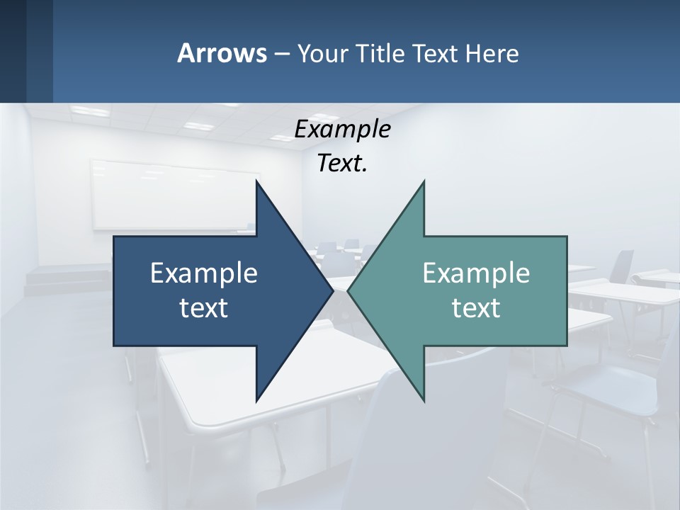 A Classroom With Blue Chairs And A Whiteboard PowerPoint Template