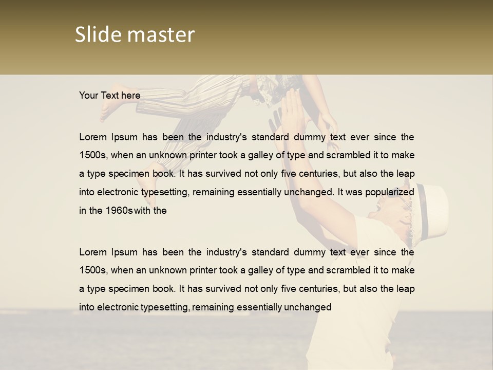 A Man Holding A Child Up In The Air PowerPoint Template