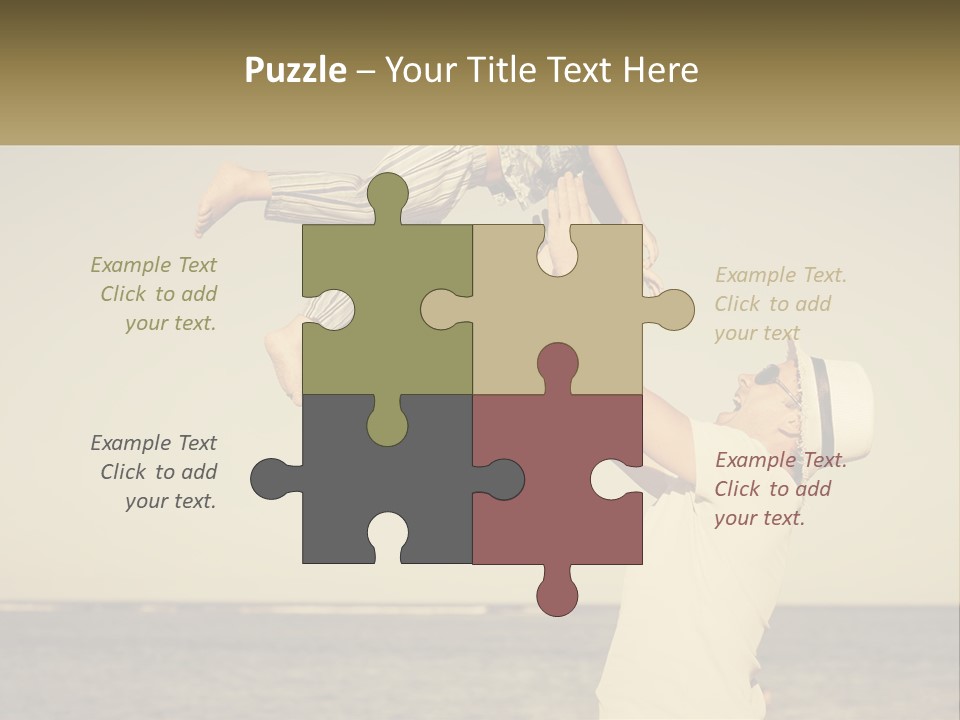 A Man Holding A Child Up In The Air PowerPoint Template