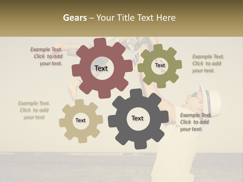 A Man Holding A Child Up In The Air PowerPoint Template