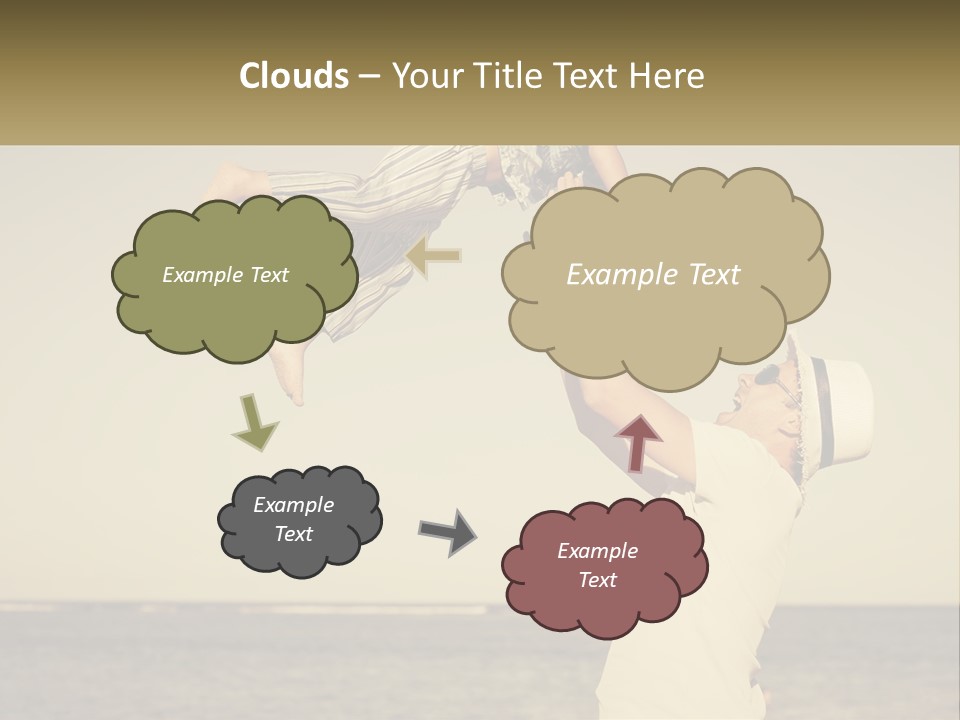 A Man Holding A Child Up In The Air PowerPoint Template