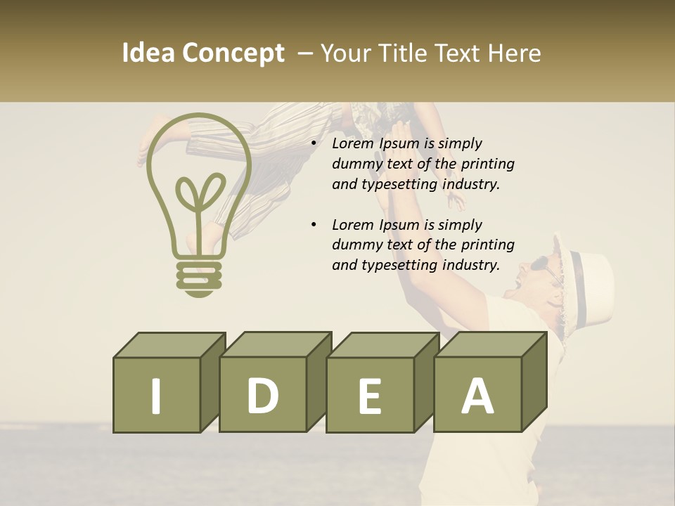 A Man Holding A Child Up In The Air PowerPoint Template