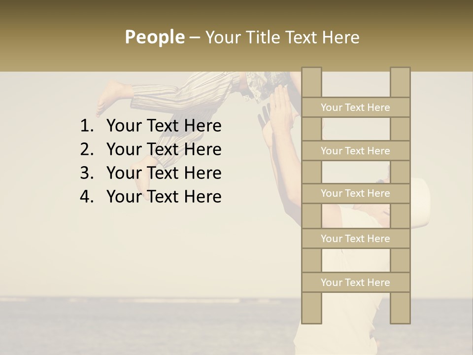 A Man Holding A Child Up In The Air PowerPoint Template