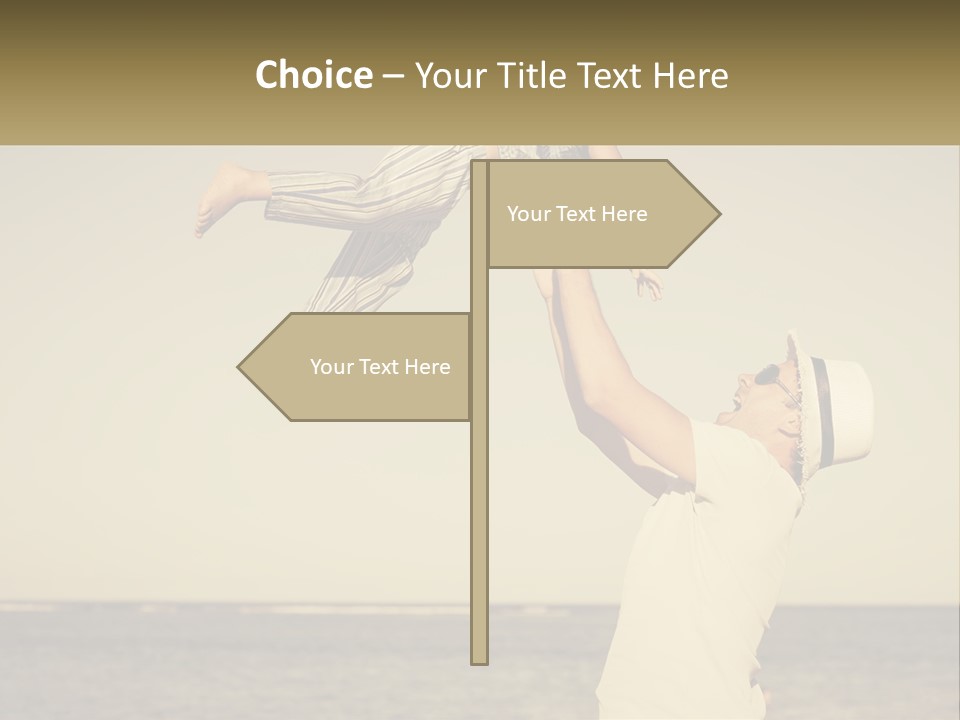 A Man Holding A Child Up In The Air PowerPoint Template