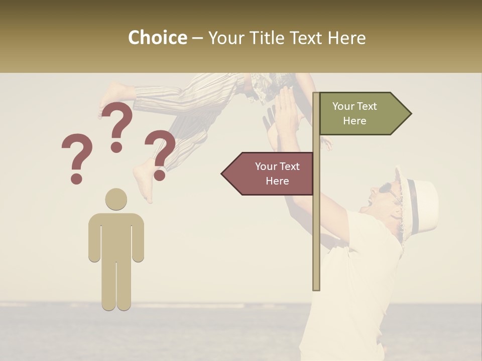 A Man Holding A Child Up In The Air PowerPoint Template