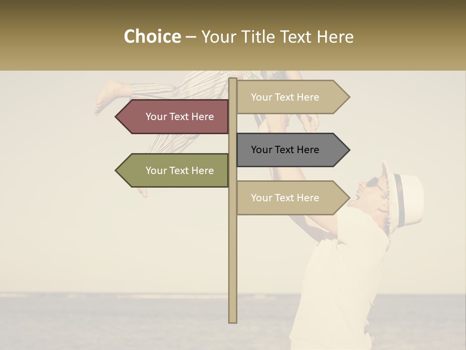 A Man Holding A Child Up In The Air PowerPoint Template