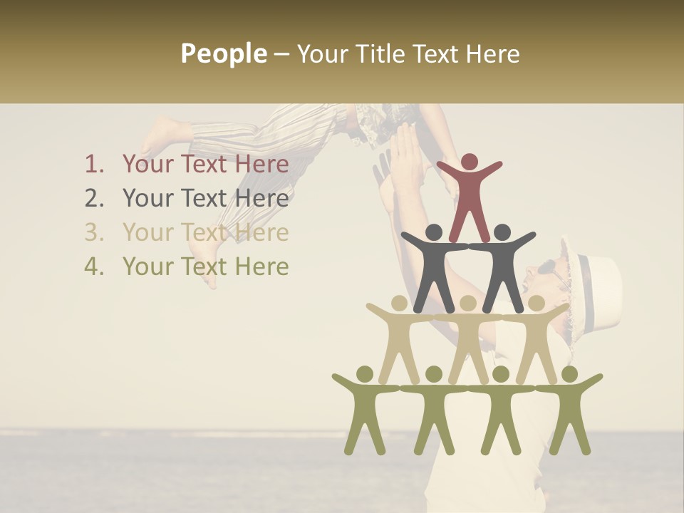 A Man Holding A Child Up In The Air PowerPoint Template