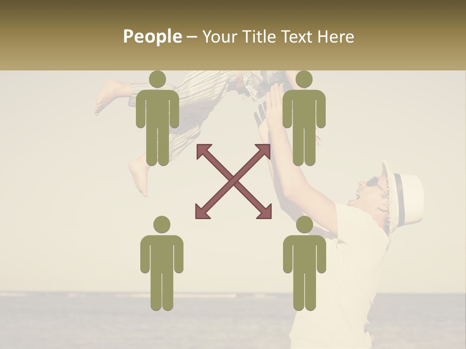 A Man Holding A Child Up In The Air PowerPoint Template