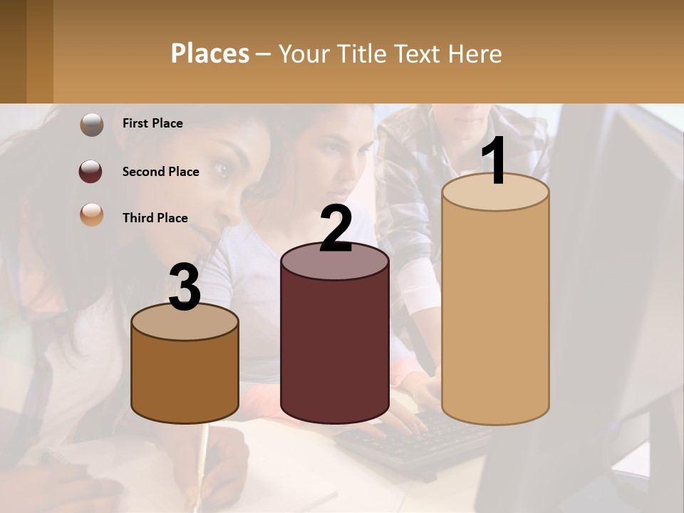 A Group Of People Looking At A Computer Screen PowerPoint Template