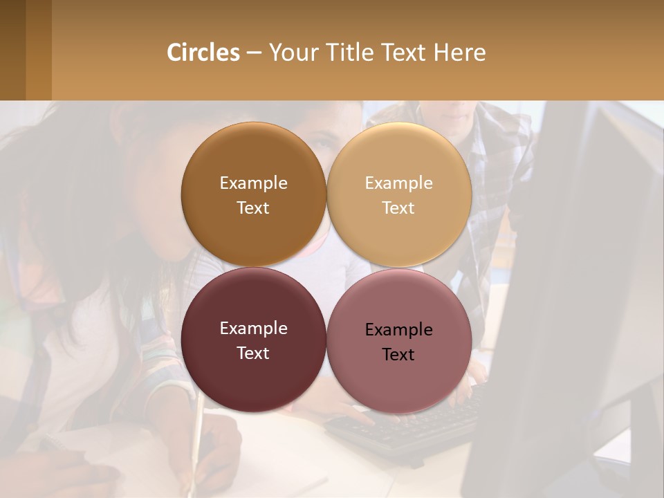 A Group Of People Looking At A Computer Screen PowerPoint Template