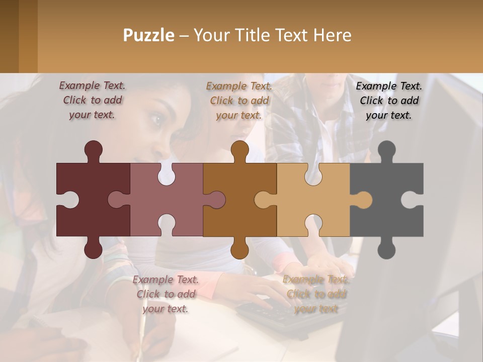 A Group Of People Looking At A Computer Screen PowerPoint Template