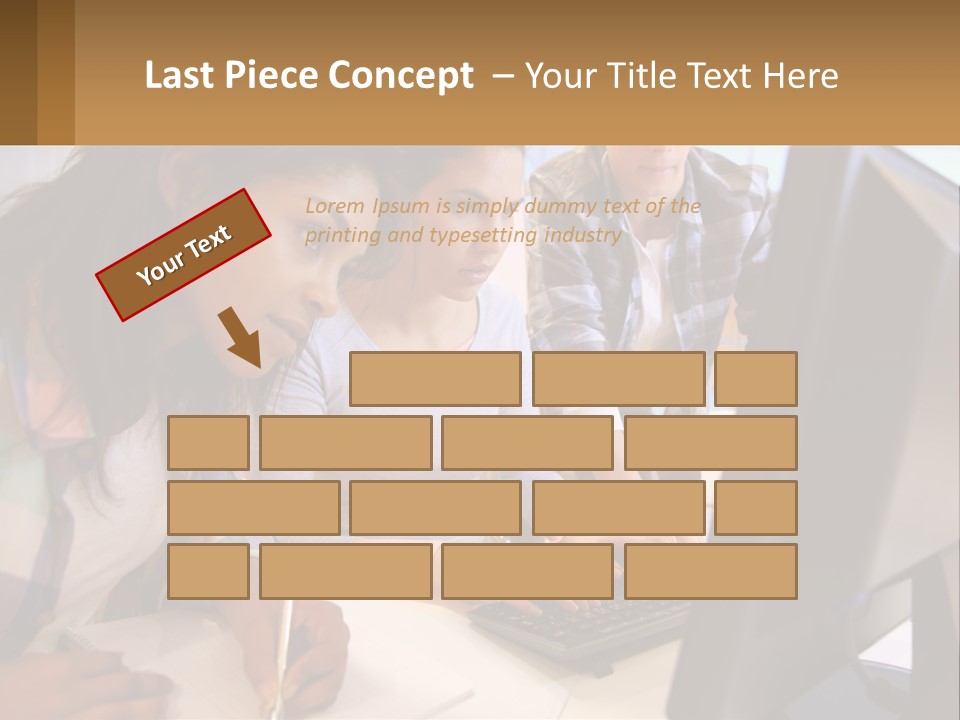 A Group Of People Looking At A Computer Screen PowerPoint Template