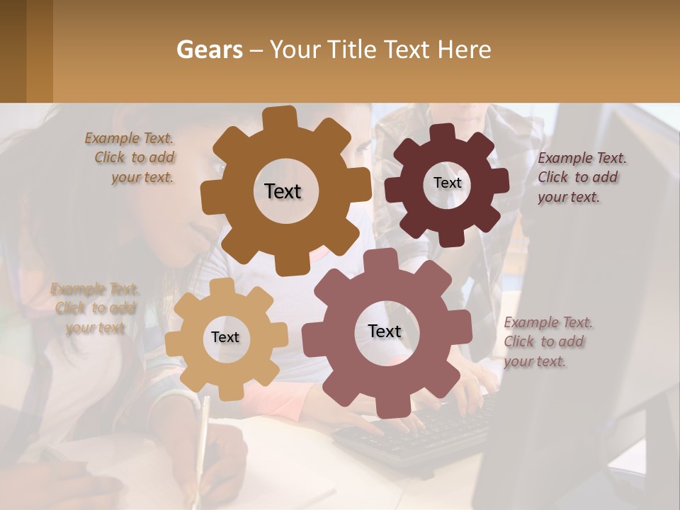 A Group Of People Looking At A Computer Screen PowerPoint Template