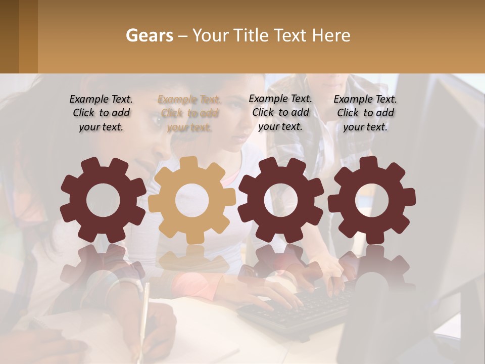 A Group Of People Looking At A Computer Screen PowerPoint Template