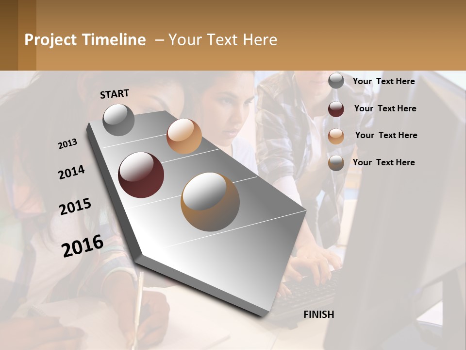 A Group Of People Looking At A Computer Screen PowerPoint Template