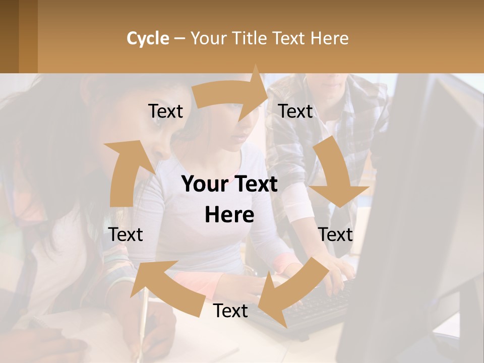 A Group Of People Looking At A Computer Screen PowerPoint Template